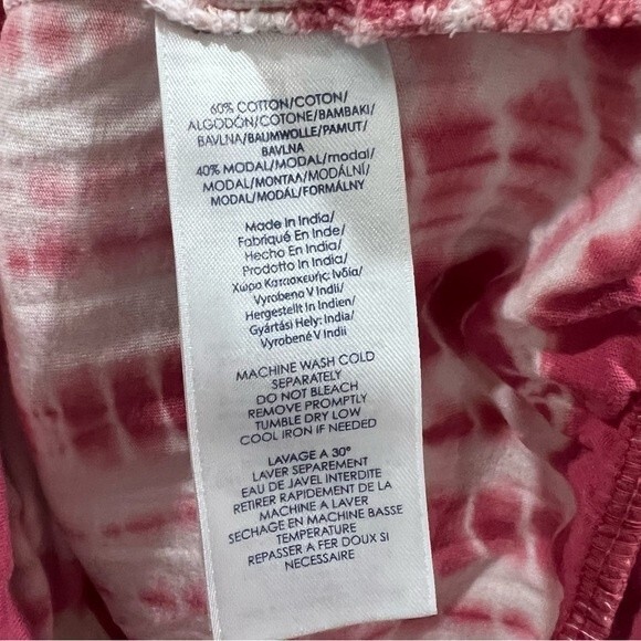 Chaps pink and white cotton blend tie dye top size petite medium - Picture 4 of 4